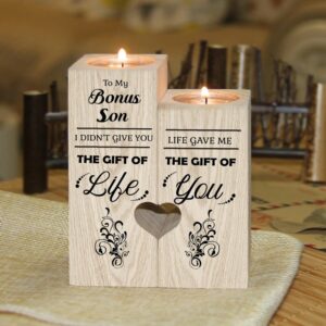 To My Bonus Son Candle Holder With Heart