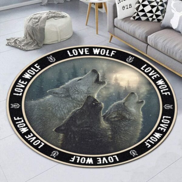 Love Wolf Round Carpet Rug - Round Rugs RG712 - Image 4