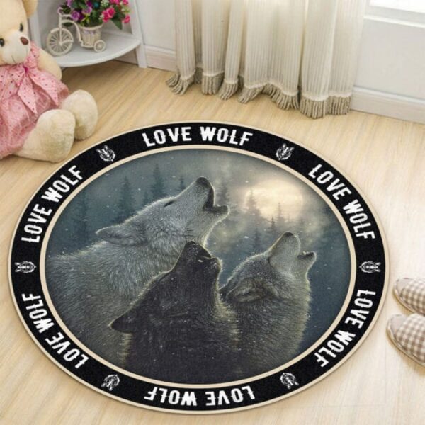 Love Wolf Round Carpet Rug - Round Rugs RG712 - Image 3