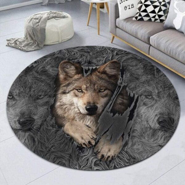 Wolf Round Carpet Rug - Round Rugs RG708 - Image 4