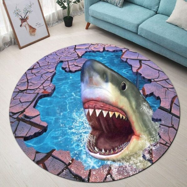 Shark Round Carpet Rug - Round Rugs RG716 - Image 3