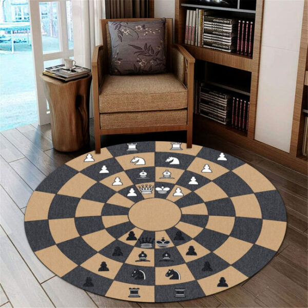 Love Chess Round Carpet Rug - Round Rugs RG715 - Image 4