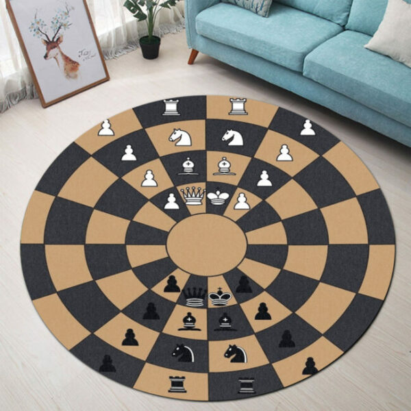 Love Chess Round Carpet Rug - Round Rugs RG715 - Image 3