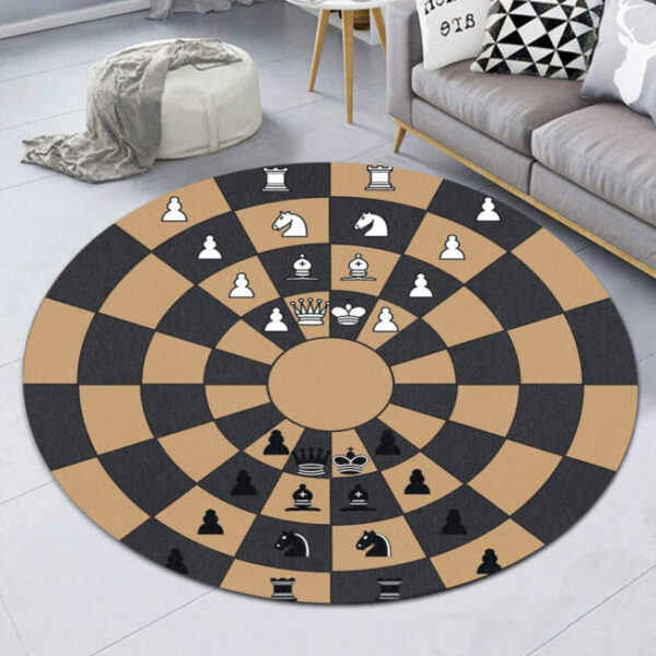 Love Chess Round Carpet Rug - Round Rugs RG715 - Image 2