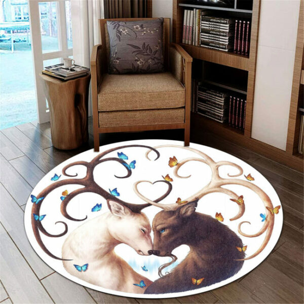 Love Deer Round Carpet Rug - Round Rugs RG713 - Image 4