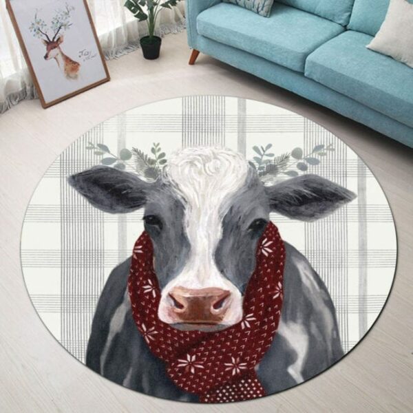 Cute Cow Round Carpet Rug - Round Rugs RG704 - Image 3